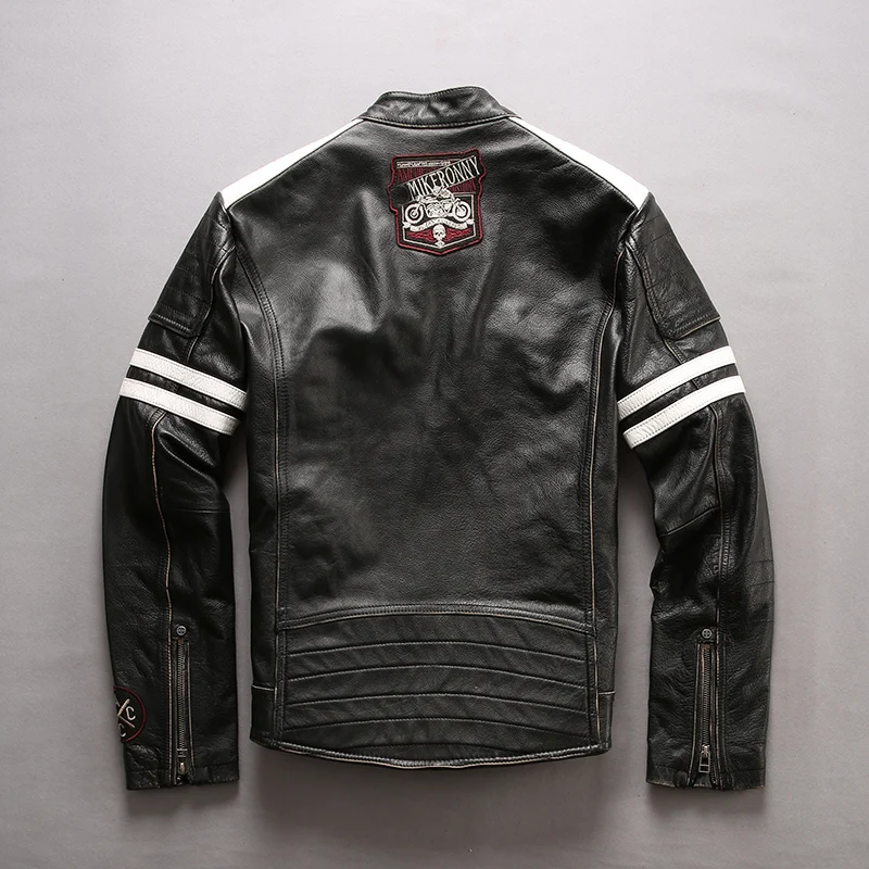Buy men's high quality cow leather outwear mens cowhide genuine leather vintage rider jacket NL-1628