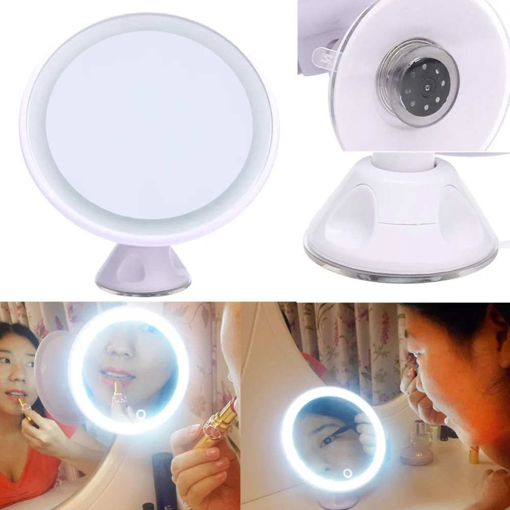 

Makeup Tool Kit Cool LED Makeup Mirror 360 Rotating Magnifying Lighted Vanity Tabletop Bathroom Mirror Portable Cosmetics Tools