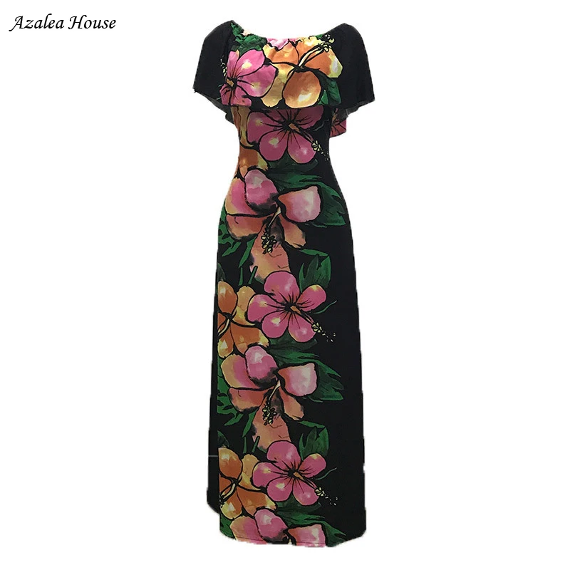 Azalea House 2018 Slash neck Collar Strapless Printed Flower Dress Black printing Loose Pluse tank Floor-Length dress for women Azalea House 2018 Slash neck Collar Strapless Printed Flower Dress Black printing Loose Pluse tank Floor-Length dress for women