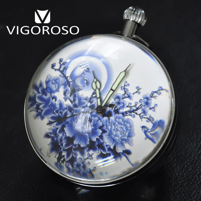 Antique Luxury Desk Table Clocks Big Ball Magnifying Glass Skeleton Back Wind up Mechanical Pocket Watch Retro Vintage Watches