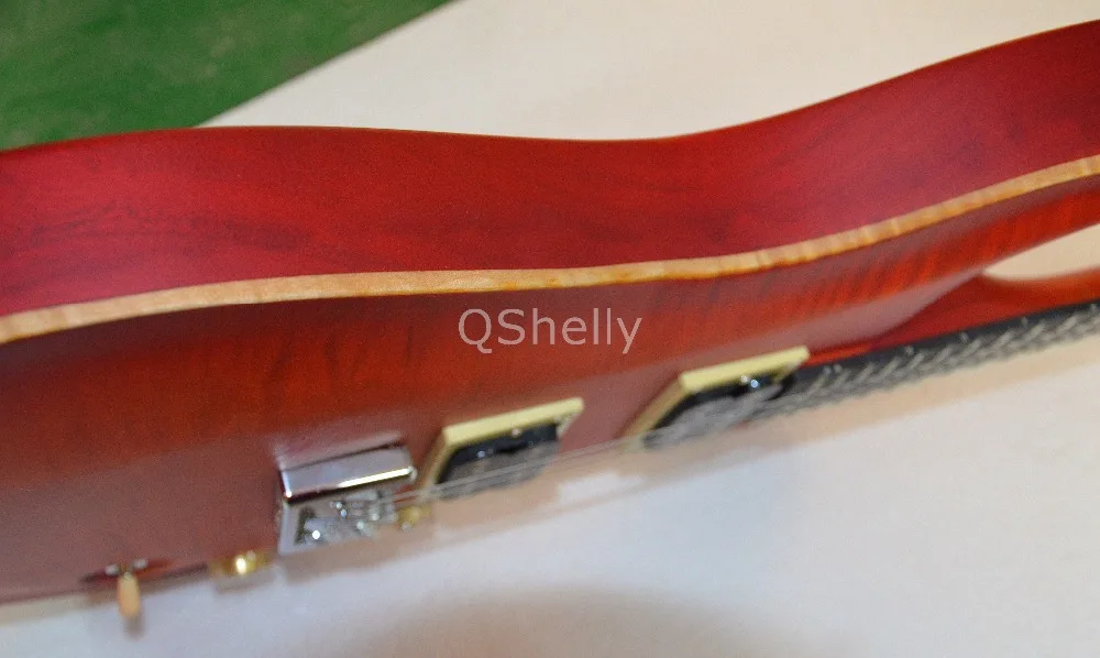 

top quality QShelly custom solid flame maple 2.5cm thickness body ebony fingerborad wood binding 24 frets electric guitar