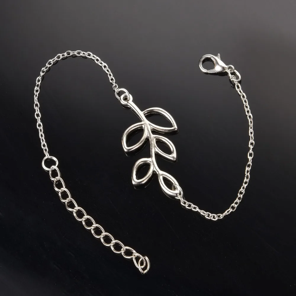 

Simple Style Silver Plated Leaf Bracelet Jewelry Gift Wedding Banquet Wholesale Top Quality ns230
