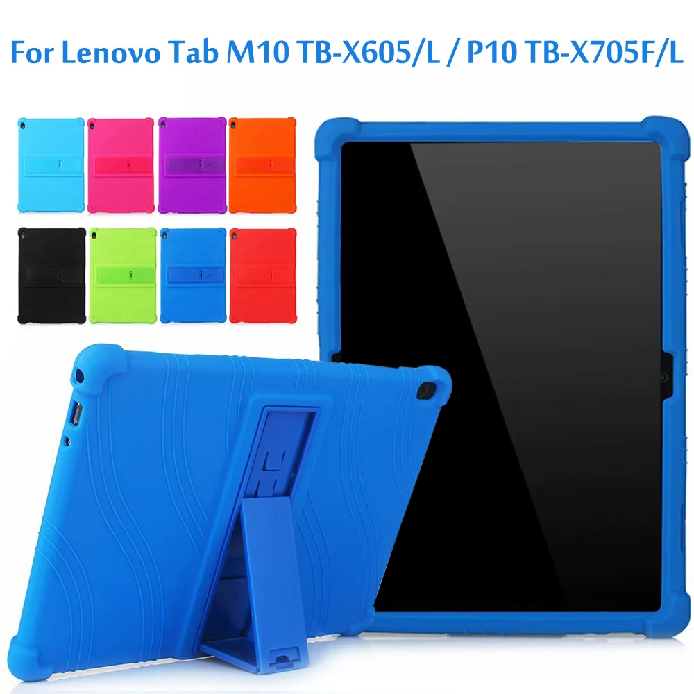 

For Lenovo Tab P10 TB-X705F/L Silicone Tablet stand Cover Case For Lenovo Tab M10 Cases TB-X605F TB-X605L 10.1'' Tablet Cases