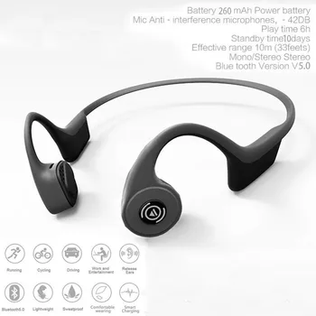 

Bone Conduction Sports Headset Wireless Bluetooth 5.0 Stereo Headset Neck-strap Headphone Bone Conduction Hands-free Earphone