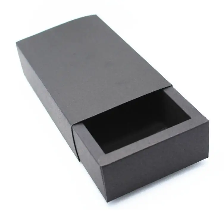 19.2*11.2*5.2cm Black Kraft Paper Drawer Boxes Handmade Craft Gift