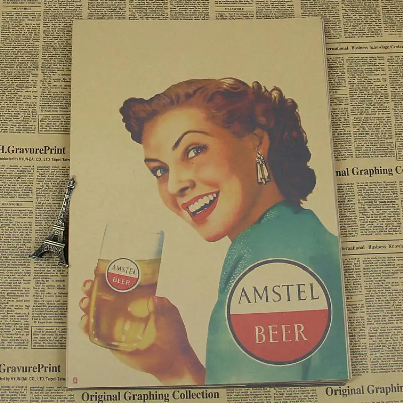 Vintage Beer Poster Girl Art