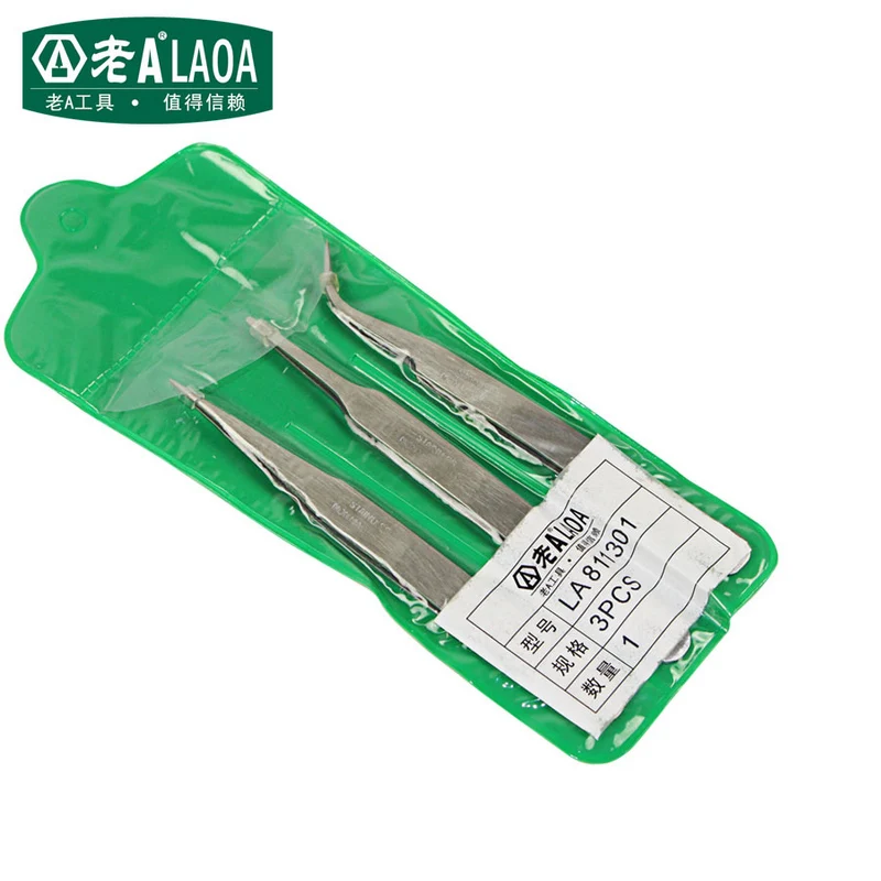 

LAOA 3 in 1 Stainless Steel Tweezers High Quality tweezers Set Multi-function tweezers suits