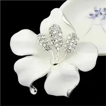 lackingone *2016 christmas gift Enamel Brooch Rhinestone Crystal Lily Flower brooches for women free shipping enamel bird shape with rhinestone on branches brooches