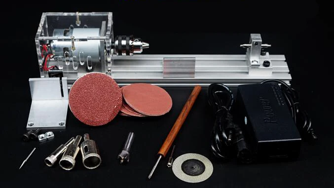 

Mini Lathe Beads Machine Polisher Table Saw Mini DIY Wood Lathe Cutter with Adapter