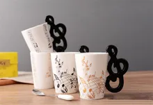 Negro/oro marca de nota notas de la música taza de cerámica tazas de café taza lemon tea mugmusical artículos tazas drinkware gran regalo