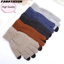 Фанатизм, утолщенные вязаные перчатки, сенсорный экран смартфона, теплые зимние перчатки унисекс, варежки для мужчин и женщин, перчатки для вождения