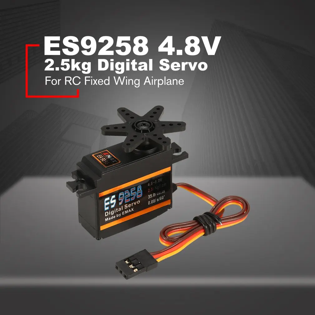 

EMAX Digital Metal Gear Servo ES9258 4.8V 2.5kg 0.08 Sec/60 Degree for RC 450 Helicopter Airplane Copter Accessories