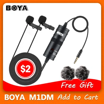 

BOYA BY-M1DM Dualhead Lavalier Microphone BY-M1 Microfone Omnidirectional Clip-on Lapel Video Mic for iPhone Canon Nikon DSLR