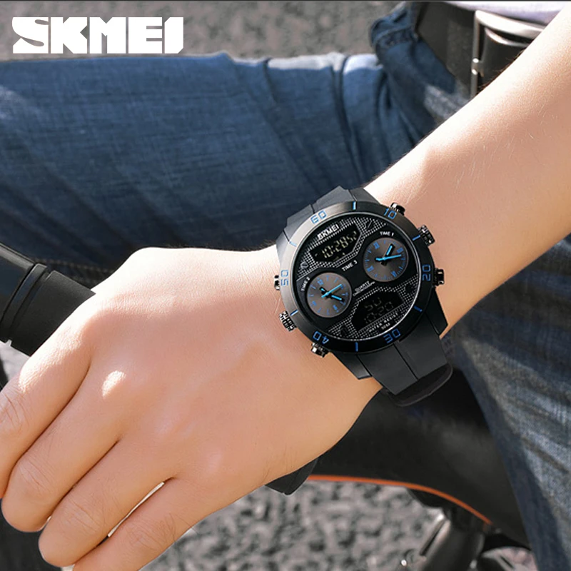 

SKMEI 1355 Dual Display Digital Watches Multifunction Time Watherproof Watch Large Dial Outdoor Sports Wristwatches Masculino