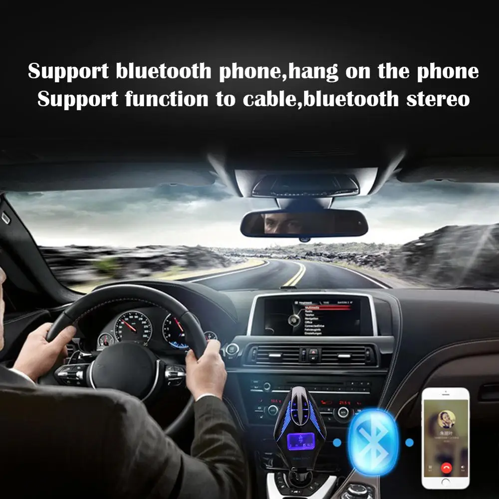 Дизайн Car Kit Bluetooth MP3-плееры fm-передатчик громкой Зарядное устройство Радио приемник с ЖК-дисплей Экран Поддержка SD карты /USB/AUX