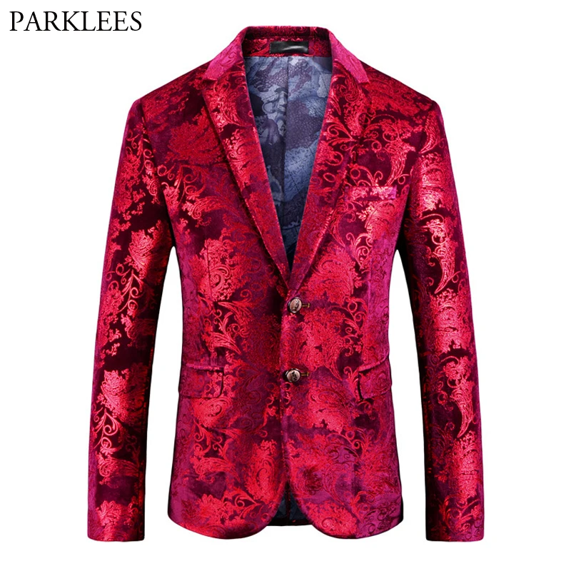men's dress floral suit notched lapel slim fit stylish blazer dress suit