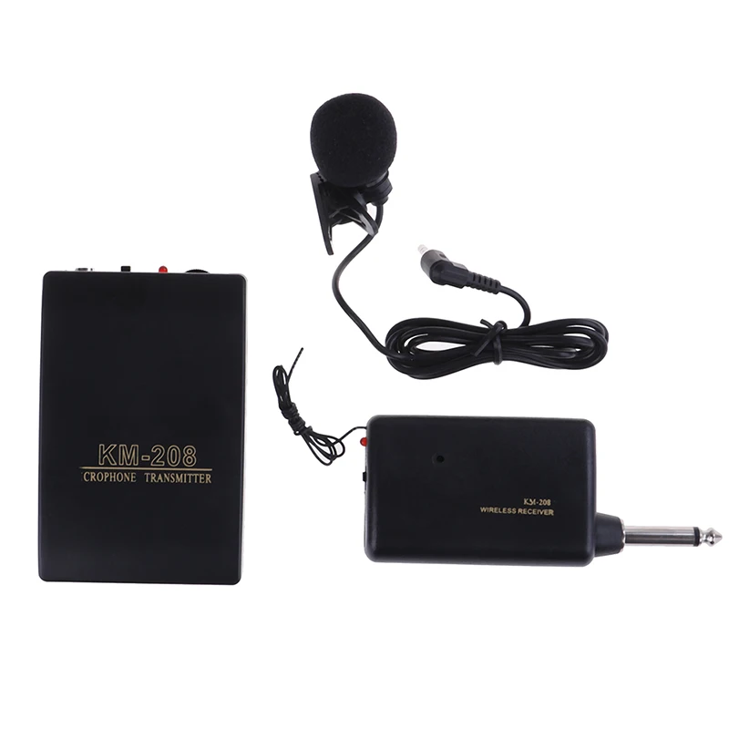 Wireless FM transmitter Receiver Lavalier Lapel Clip On Microphone Mic System Set for Wedding Meeting Voice Amplifier