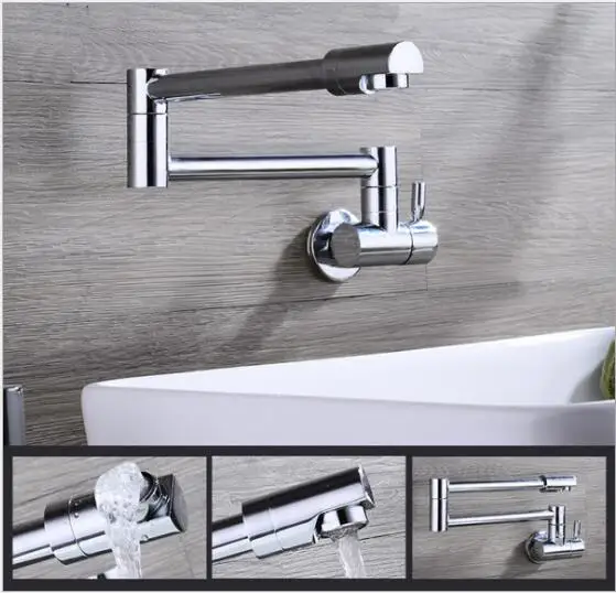 

Free shipping single lever foldable single cold kitchen faucet wall mounted sink faucet brief water tap basin faucet three color