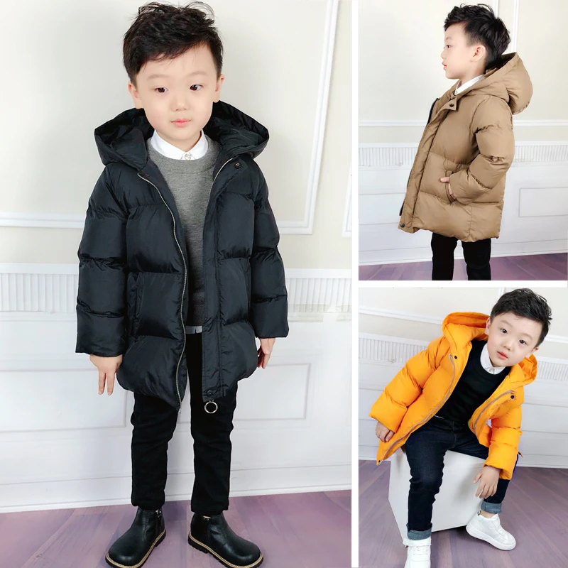 

only winter jacket 1pc new 2018 winter boys fashion style thicken warm cotton-padded coat with hood children wind coat