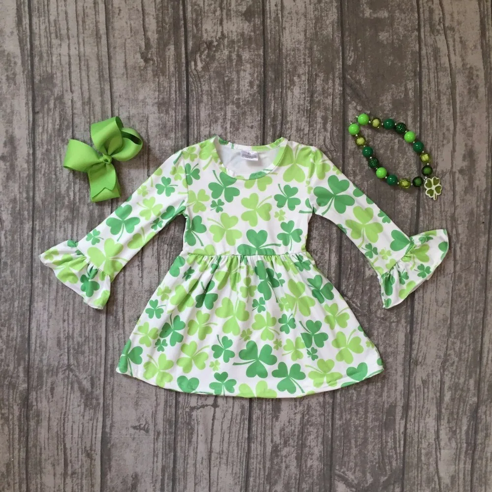

baby girls St Patrick outfits girls Shamrock dress clothing children St Patrick day dress girls party dress with accessories