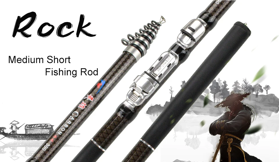GLUREE 30T Carbon Spinning Telescopic Rock Fishing Rod 1.8 2.1 2.4 2.7 3.0 3.6M MH Power Carp Feeder Rod High Quality Hand Pole (7)