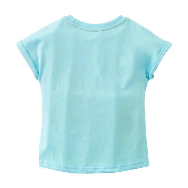 Little Maven/Новая летняя одежда для детей Короткие повседневные хлопковые футболки с круглым вырезом и аппликацией в виде птиц