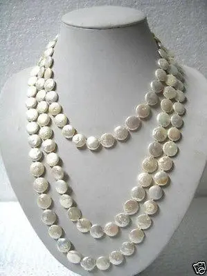 

shipping Beautiful 11-13mm White Coin Pearl 60" Long Necklace