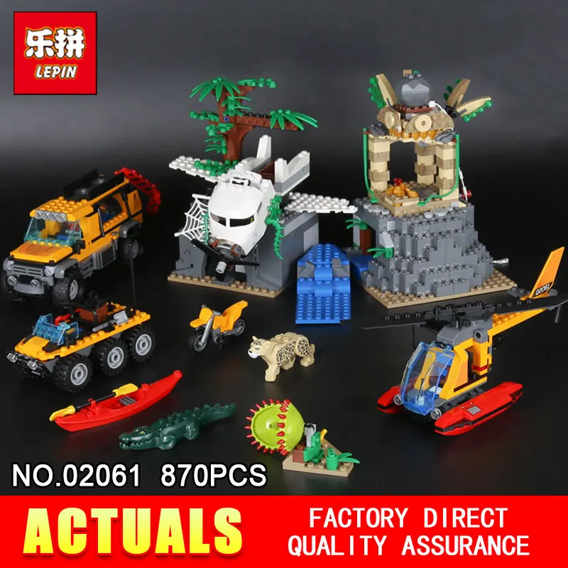 

Lepin 02061 870Pcs Genuine The Jungle Exploration Website Set DIY Toy City Series 60161 Building Blocks Bricks Gift Model