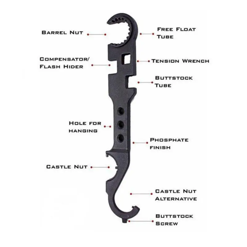 AR15/M4 Многофункциональный портативный ключ Регулируемый Быстро Snap сцепление Сталь металлические гаечные ключи Y36-A ручной инструмент