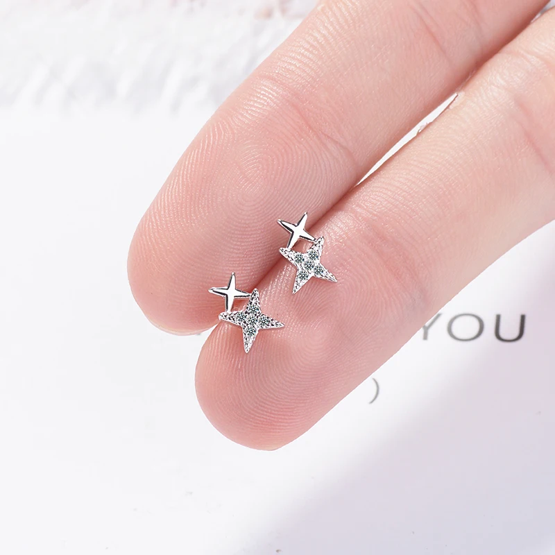 

Wholesale 12 pairs 5A Zirconia Tiny Star Earrings High Quality Female Silver Stud Earrings Fashion Jewelry Gifts for Women Girls