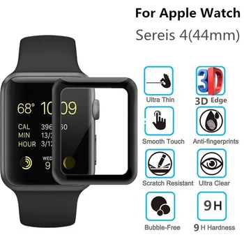 

VSKEY 10PCS 3D Tempered Glass For Apple Watch 4 44mm Smart Watch Screen Protector Curved Edge Protective Film