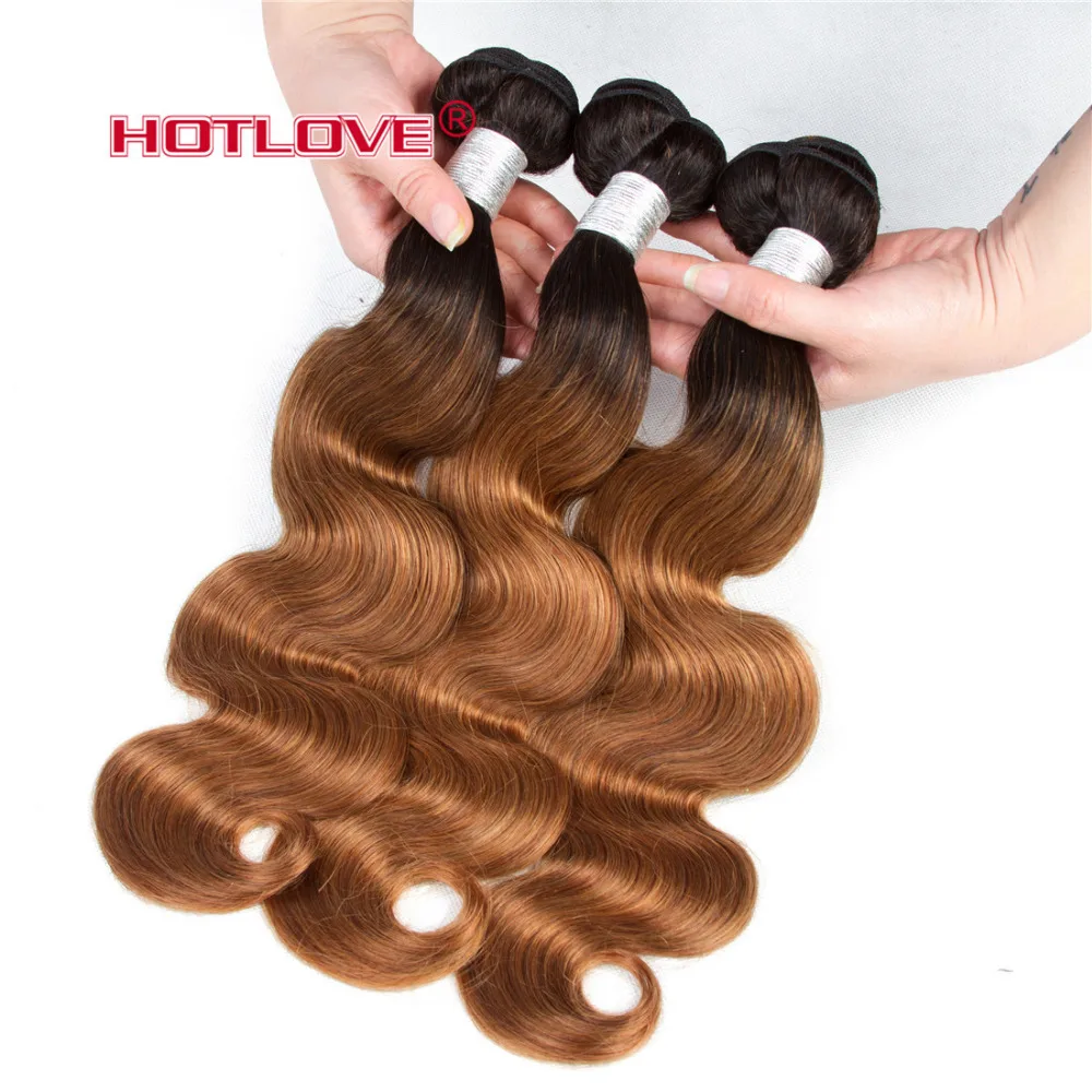Body Wave Ombre Hair 3 Bundles with Closure 4*4 Lace Closure Extensions Peruvian Non Remy Human Hair T1B/30 Brown Hair Hotlove Body Wave Ombre Hair 3 Bundles with Closure 4*4 Lace Closure Extensions Peruvian Non Remy Human Hair T1B/30 Brown Hair Hotlove