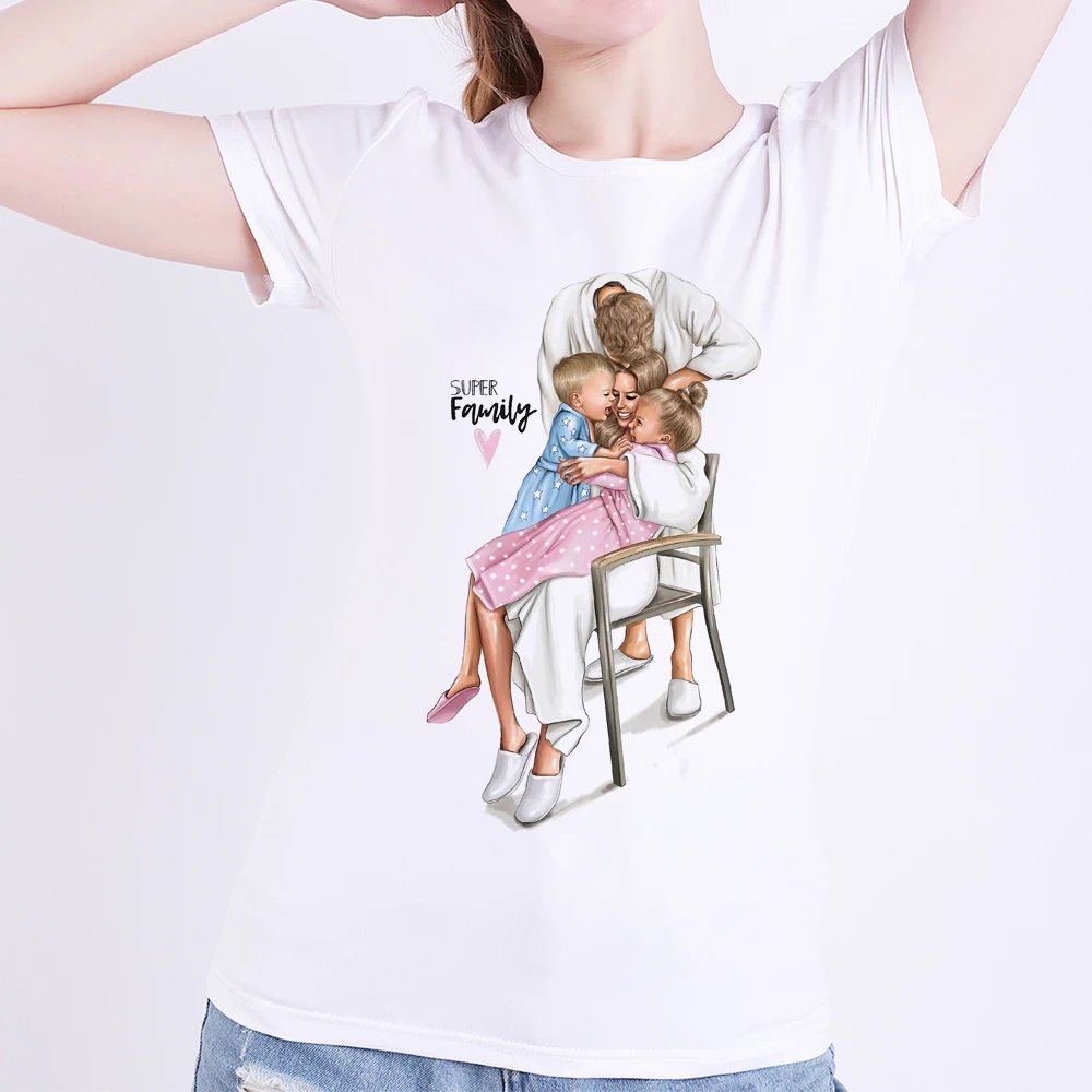 

Vogue Mommy 's Girl T Shirts Modal Women Summer White T-shirt Fashion Sweet Mommy Casual Clothes Super Family Top Clothing