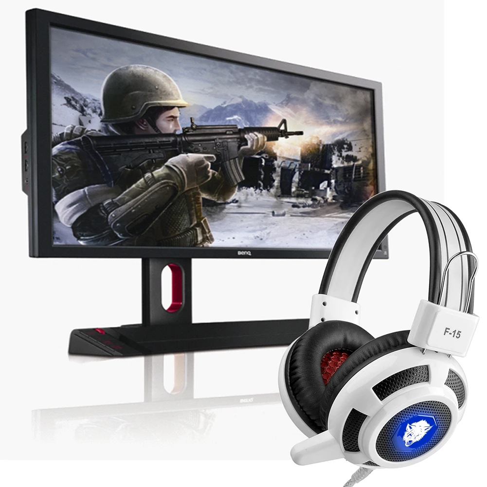 F15 свет Игровые наушники Hi-Fi стерео Игры гарнитура стерео бас наушники с микрофоном для PC Gamer