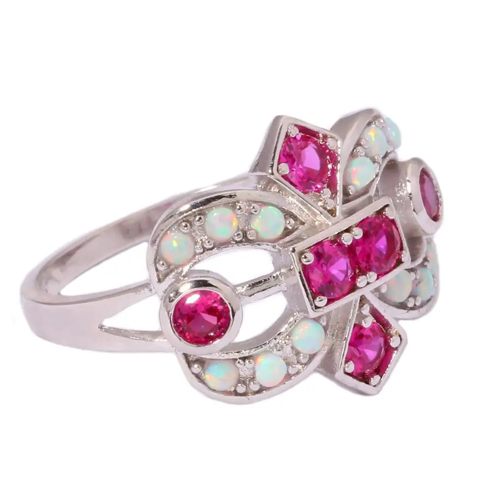 CiNily Created White Fire Opal Kunzite Silver Plated Ring Wholesale Retail Hot Sell for Women Jewelry Ring Size 7 8 9 OJ6161
