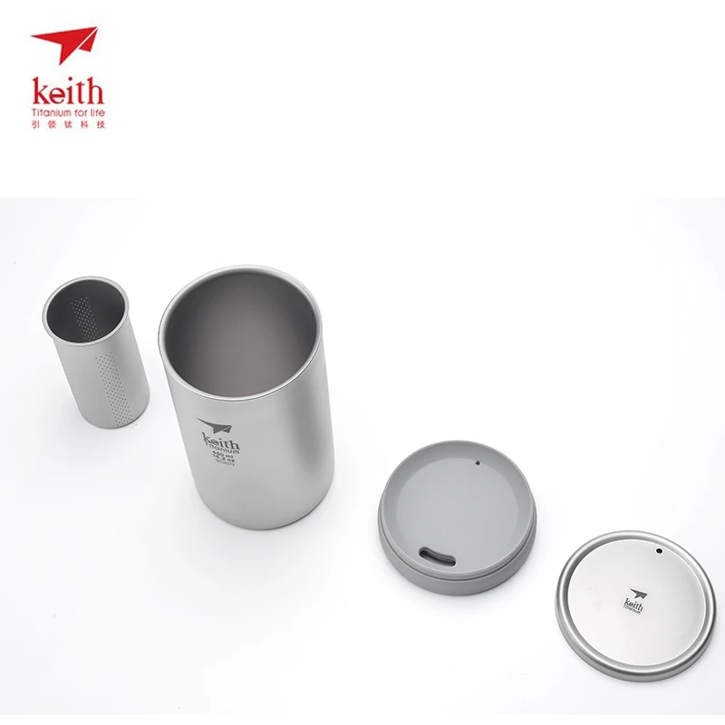 450 mL/15.2 oz doble pared Keith Titanium Copa con suelta café infuser acampar taza de té con tapa viajes taza tetera Ti3521