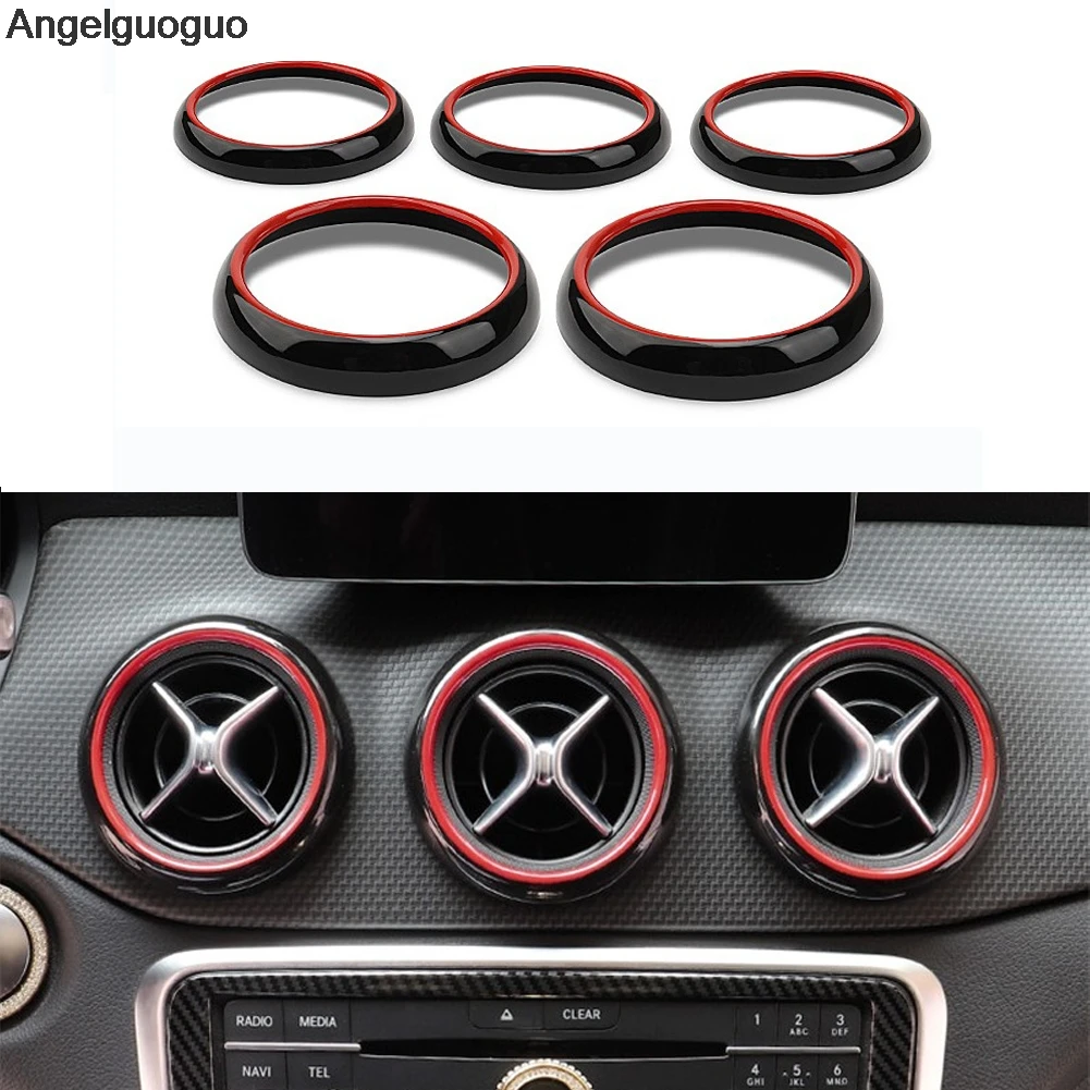 Double color Car Air Condition Air Vent Outlet Ring Cover Trim Decoration for Mercedes Benz A W176 GLA X156 CLA C117 class