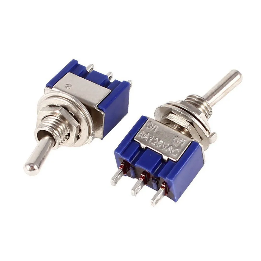 

1pc Two Files Mini Toggle Switch Blue SPDT Red 3 Pin ON-ON AC 6A/125V