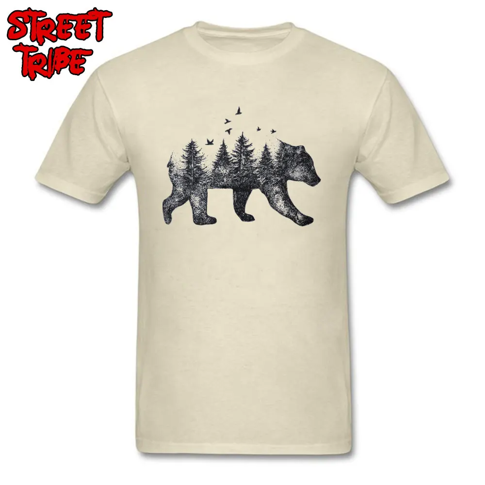 bear tattoo drawing nature Casual ostern Day All Cotton Crewneck Men Tees Funny T Shirts 2018 New Short Sleeve T-Shirt bear tattoo drawing nature beige