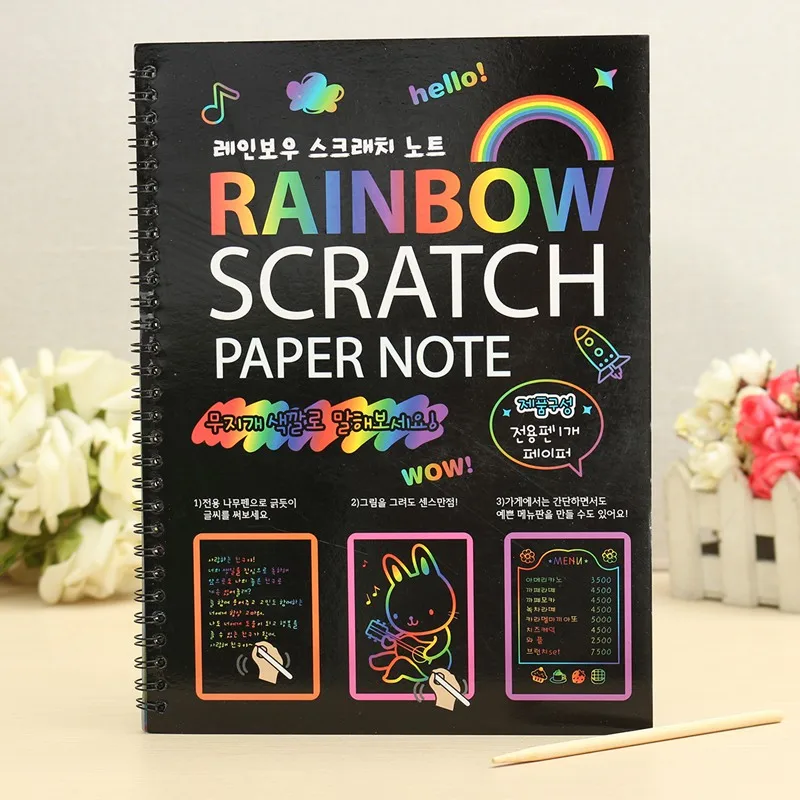Funny Scratch Children Painting Notebook DIY Drawing font b Toy b font Big Blow Painting Children