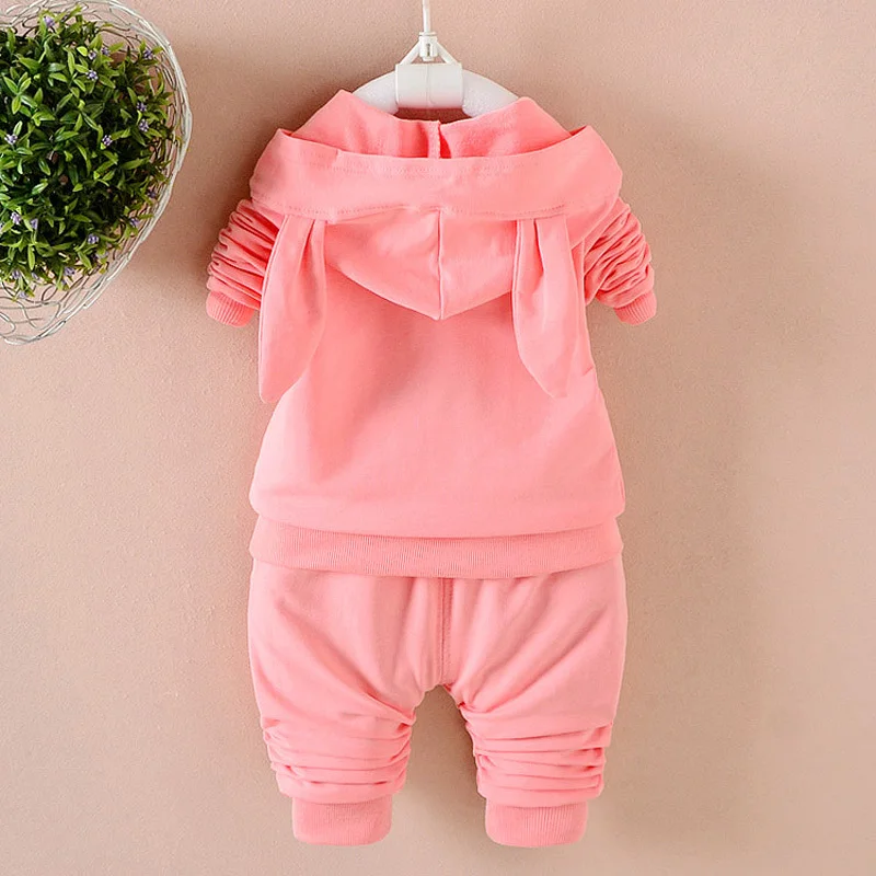 2018New Spring Autumn Baby Clothing Cartoon Rabbit Child Long Sleeve Hoodies Cotton Suit Toddler Sets Kids Outfits Girls Clothes