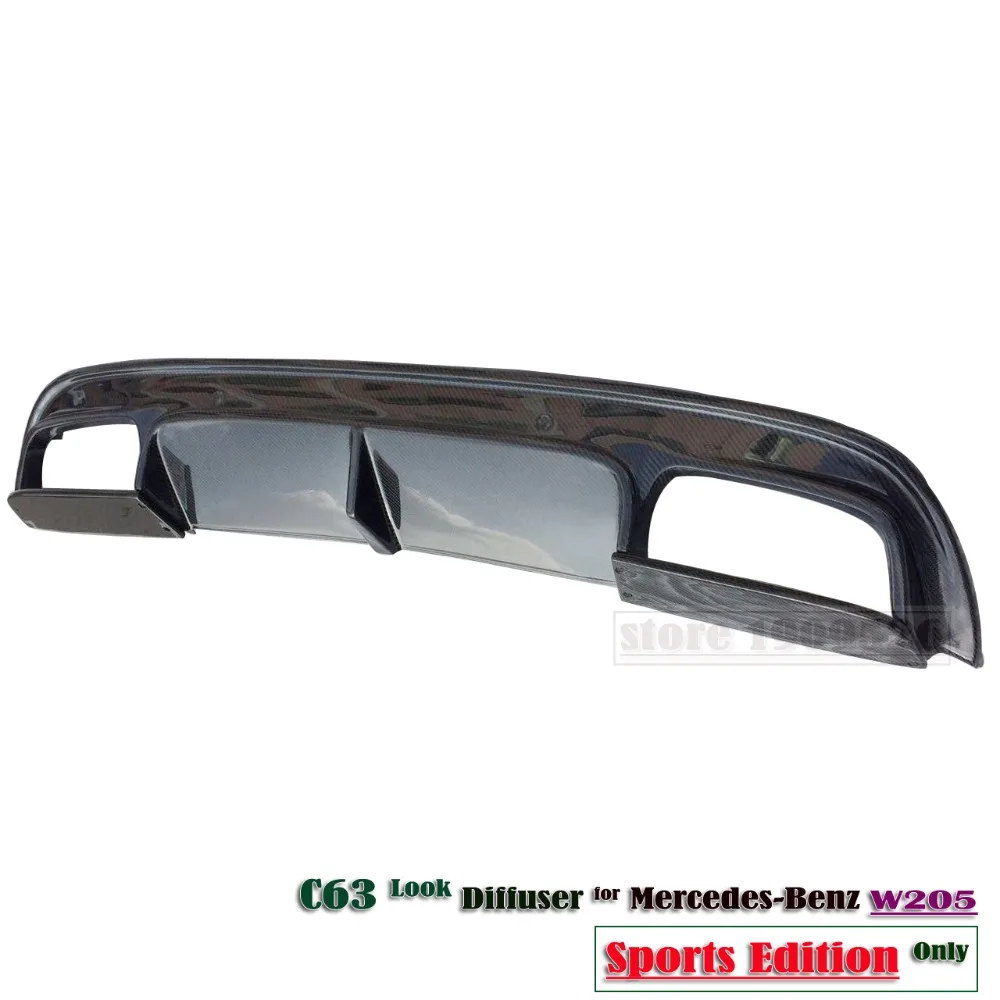 Mercedes C63 font b AMG b font Style Plastic Rear Skirt Diffuser fit for Benz font