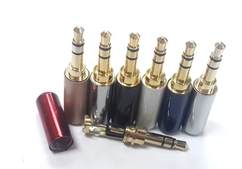 

free shipping 50pcs 3.5mm Plug Audio Jack 3Pole Gold-plated Adapter For DIY Stereo Headset with clamp