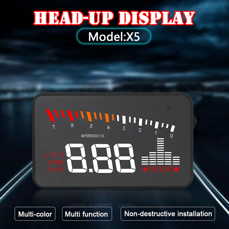 

Car HUD Head-Up Display Vehicle OBD2 Car Speedometer Windshield Projector Driving Speed Alarm Voltage MPH KM/H Display