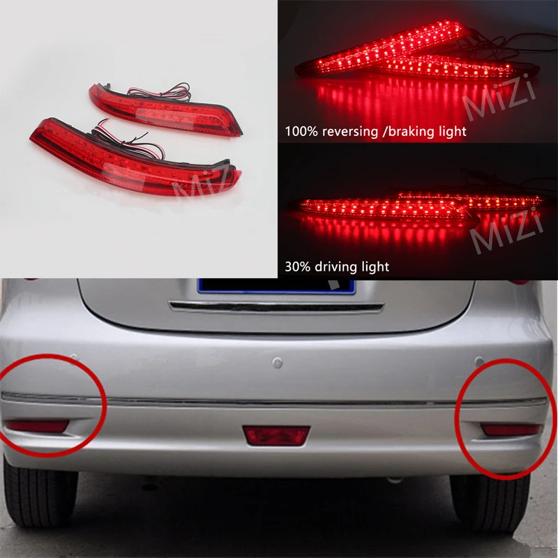 

LED Rear Bumper Reflector Car Styling For Nissan Almera Bluebird Sylphy 2009-2011 Brake Lights Stop Fog Warning Lamp Bulbs