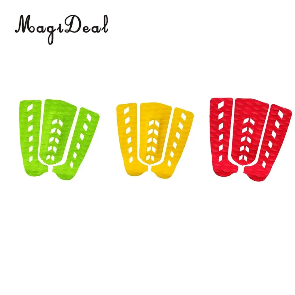 MagiDeal 3Pcs Surfboard Surf SUP Paddleboard Traction Pad Tail Pad Deck Grips Yellow/Green/Red/Blue