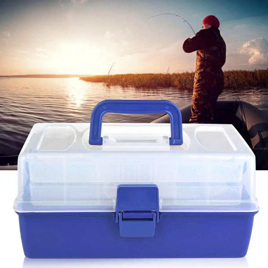 

Waterproof Plastic Folding Fishing Tackle Box for Fish Lures Line Hook Bait Storage Case with Handle For Fishing Accessories
