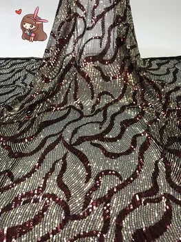 

Sat-5.1703 embroidered Mesh Tulle fabric Factory price sequins Nigerian lace fabrics