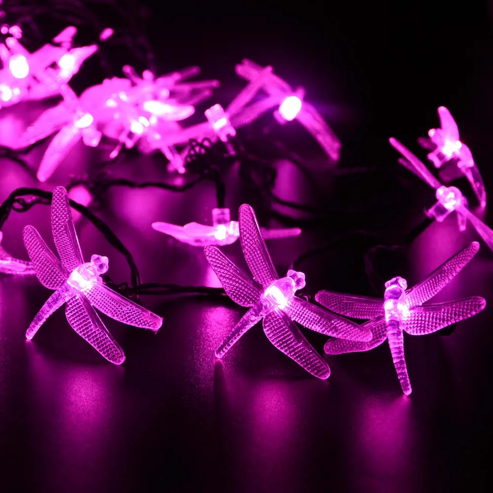 

Colorful Dragonfly 6M 30 Leds Solar Powered Outdoor String Lights Fairy Garland Decoration For Christmas Tree/Garden/Party