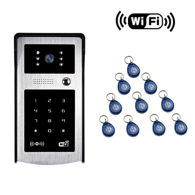 

JEX Wifi Video Door Phone Doorbell and Phone telecontrol Talkback/Support RFID/Code / Unlock 10ID CARD Free Shipping
